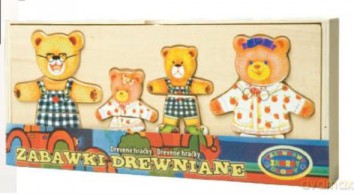 Układanka drewniana - cztery misie. [PUZZLE]