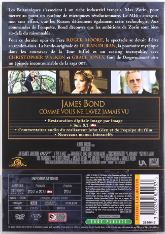 007 James Bond A View to a Kill (Zabójczy widok) [DVD]