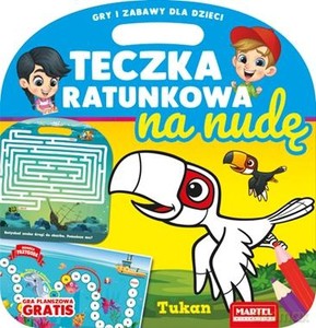 Kolorowanka Teczka ratunkowa na nudę - tukan z grą [KSIĄŻKA]