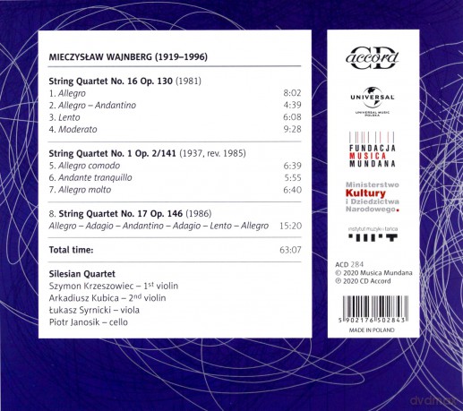 Silesian String Quartet: Wajnberg Kwartety Smyczkowe Vol. 5 [CD]