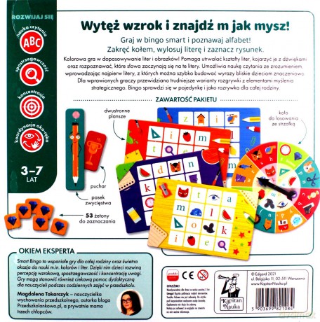 Alfabet. Smart Bingo. Gra edukacyjna. Kapitan Nauka - Izabela Gołaszewska [GRA PLANSZOWA]