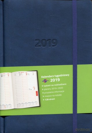 Kalendarz 2019 książkowy A5 tygodniowy Lux granat [KALENDARZ]