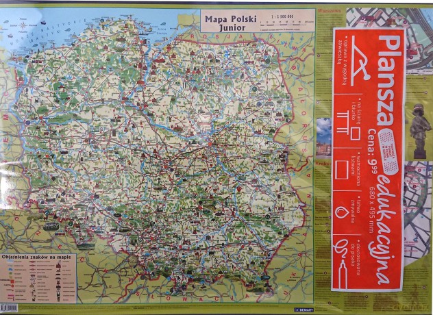 Plansza edukacyjna Mapa Polski Junior 1:1 500 000