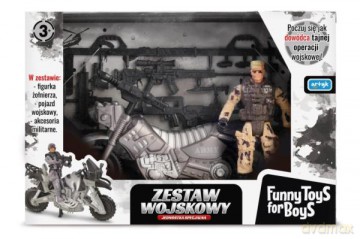 Zestaw wojskowy z motocyklem TOYS FOR BOYS ARTYK
