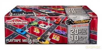 MAJORETTE Playtape mega box Zestaw 10 pojazdów z akcesoriami
