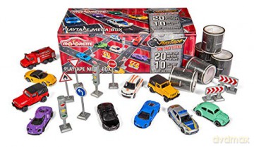 MAJORETTE Playtape mega box Zestaw 10 pojazdów z akcesoriami