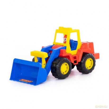 Traktor z ładowarką w siatce