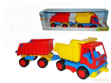 Ciężarówka z przyczepą w pudełku