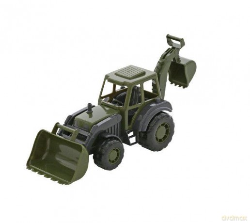 Traktor-koparka wojskowy w siatce
