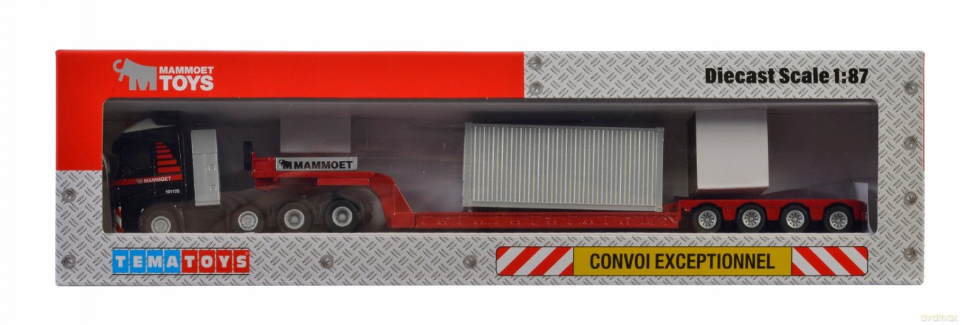 MAMMOET Ciągnik siodłowy VOLVO FH4 GLOB XL 8x4 z niskopodwoziową 4-osiową naczepą + kontener w pudełku
