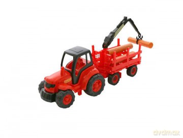 Traktor z przyczepą do przewozu drzewa