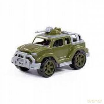 Samochód Jeep wojskowy "Legionista - mini" z jednym karabinem maszynowym w siatce