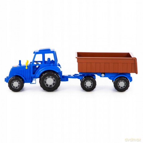 Traktor Altaj niebieski z przyczepą w siatce