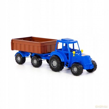 Traktor Altaj niebieski z przyczepą w siatce