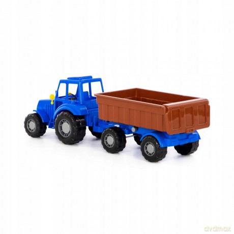 Traktor Altaj niebieski z przyczepą w siatce