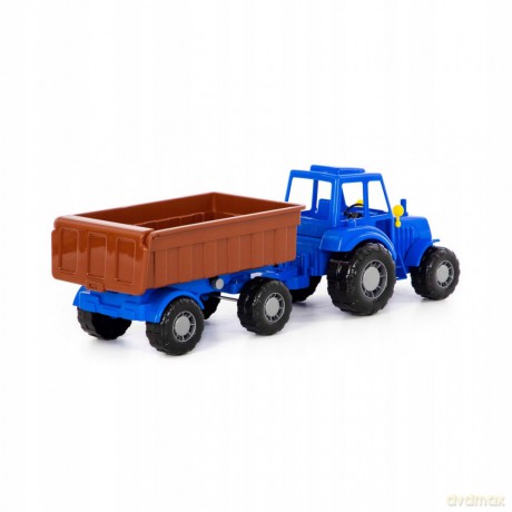 Traktor Altaj niebieski z przyczepą w siatce