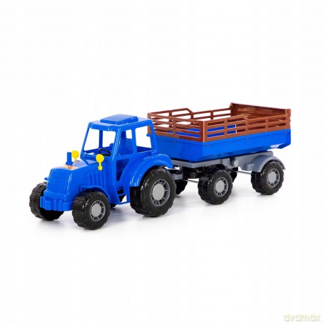 Traktor Altaj niebieski z przyczepą w siatce