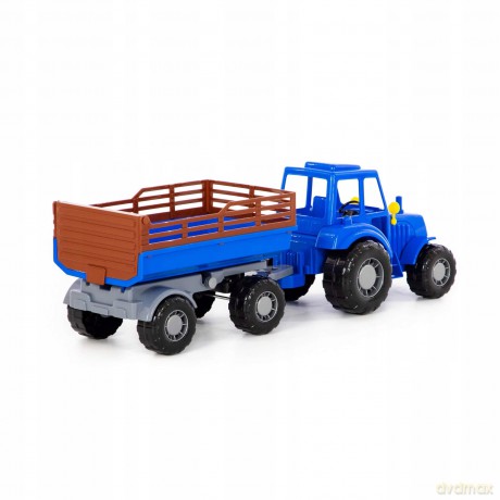 Traktor Altaj niebieski z przyczepą w siatce