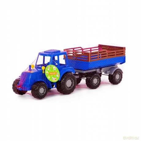 Traktor Altaj niebieski z przyczepą w siatce