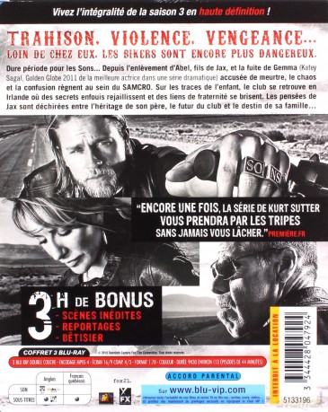 Sons of Anarchy Season 3 (Synowie Anarchii) [3xBlu-Ray]