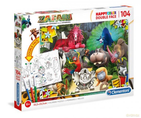 CLEMENTONI 104 el. Double Face Zafari [PUZZLE]