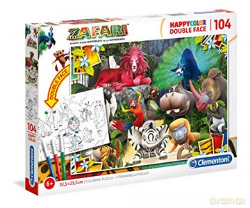 CLEMENTONI 104 el. Double Face Zafari [PUZZLE]