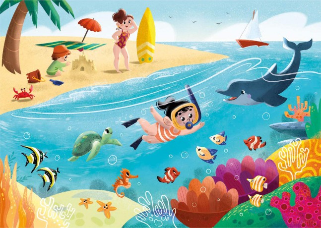 CLEMENTONI 2x20 + 2x60 el. Seaworld Wodny świat [PUZZLE]