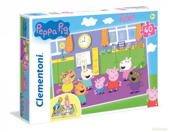 CLEMENTONI 40 el. podłogowe Świnka Peppa [PUZZLE]