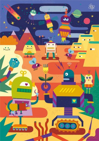 CLEMENTONI 60 el. Double Face Robot [PUZZLE]
