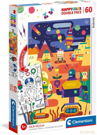 CLEMENTONI 60 el. Double Face Robot [PUZZLE]