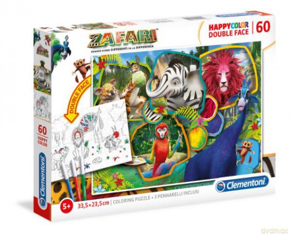 CLEMENTONI 60 el. Double Face Zafari [PUZZLE]