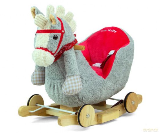 Konik Polly na biegunach szaro-czerwony