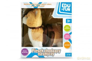 Piesek chodzący na smyczy