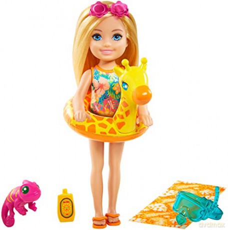 Barbie Dreamhouse Adventures Chelsea Wakacyjna lalka + akcesoria Blond włosy MATTEL