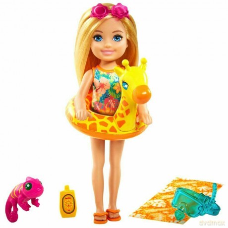 Barbie Dreamhouse Adventures Chelsea Wakacyjna lalka + akcesoria Blond włosy MATTEL