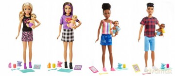 Barbie Opiekunka Lalka + bobas + akcesoria MATTEL