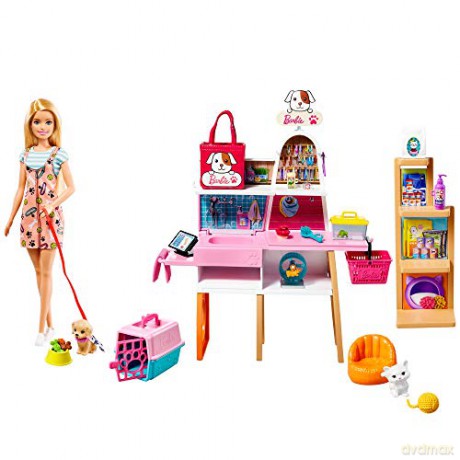 Barbie Sklepik-salon dla zwierzaków Zestaw + lalka MATTEL