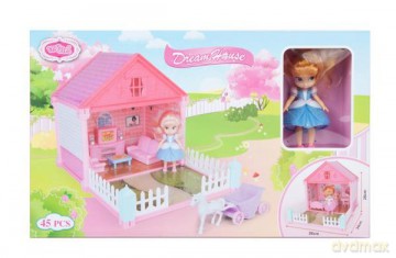 Domek dla lalek + akcesoria 42x25x11 cm