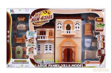 Domek dla lalek na baterie + akcesoria 63x38x10 cm