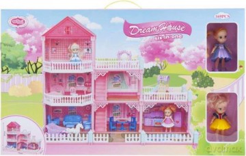 Domek z lalkami + akcesoria 6w1 67x40x8 cm