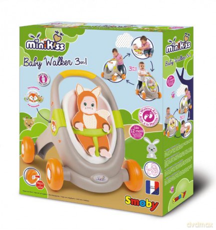 Minikiss Chodzik Animal 3w1 wózek dla lalki Smoby