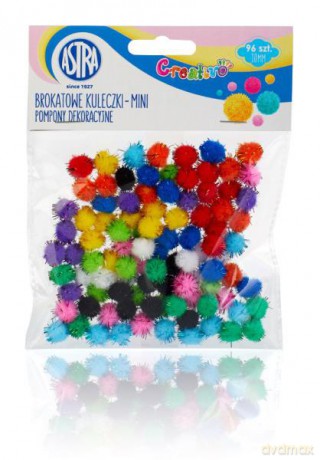 Pompony dekoracyjne 10 mm brokatowe kuleczki małe ASTRA Creativo