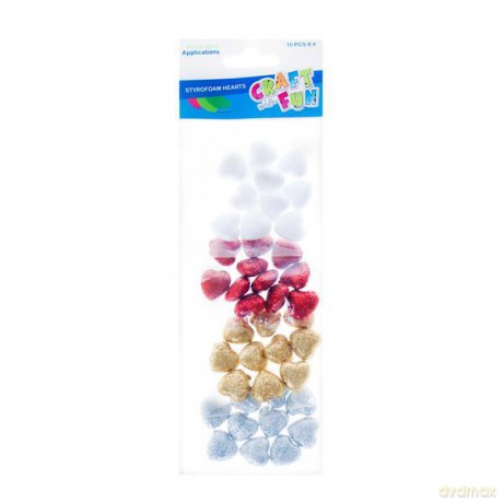 CF Ozdoba dekoracyjna Serca styropian, 10 g 4 kolory