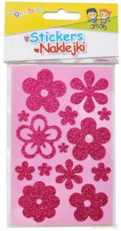 Naklejki GIMBOO Kwiaty z brokatem 8x12,5 cm czerwone