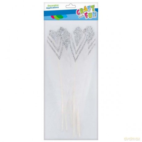 CF Ozdoba dekoracyjna Piórka srebrne 17-22 cm 6 szt./op