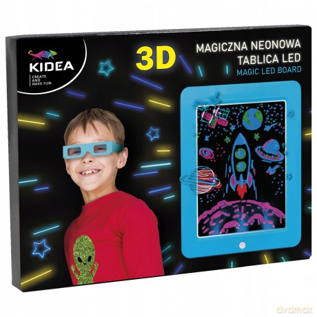 Magiczna neonowa tablica 3D LED niebieska Kidea