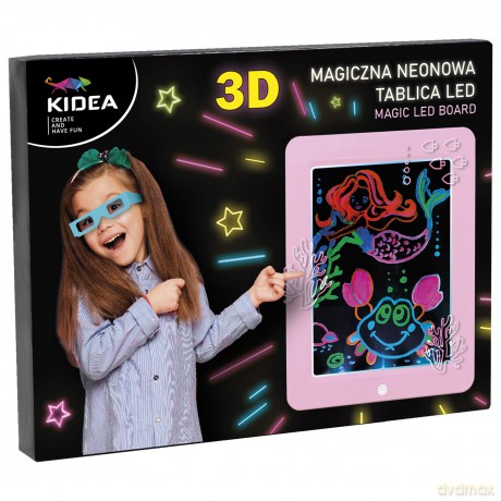Magiczna neonowa tablica 3D LED różowa Kidea