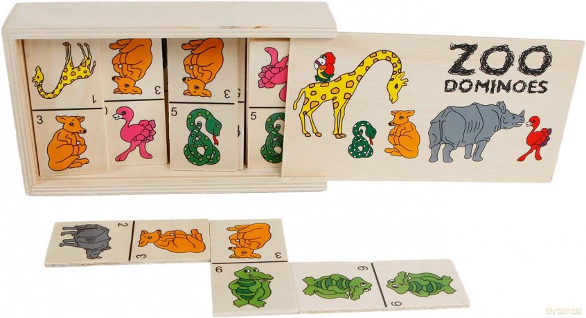Domino drewniane Zwierzęta 28 el. [GRA PLANSZOWA]