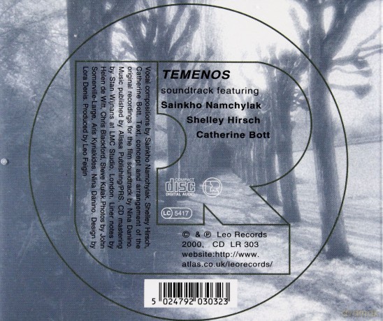 Temenos soundtrack (Sainkho Namtchylak, Shelley Hirsch, Catherine Bot) [CD]