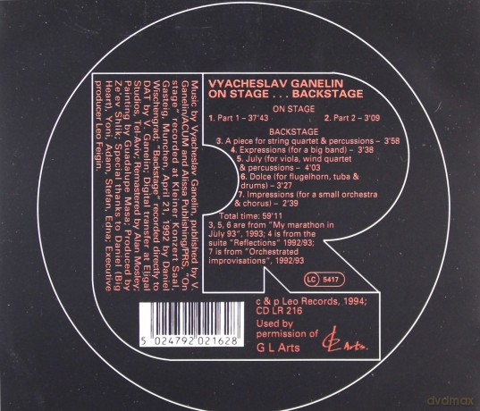 Vyacheslav Ganelin: On Stage...Backstage [CD]